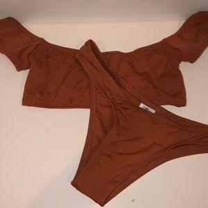 Fashion Nova Off the Shoulder Rustic Bikini